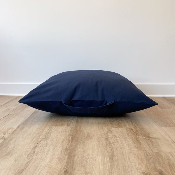 Dark Blue Floor Pillow Cover, Cover for floor pillow, Floor pillow cover with handle, Solid Blue Floor pillow, Hackner Home, Meditation Pillow Cover, Yoga Pillow Cover, TV Lounging Pillow for floor, Kids Reading Nook Pillow for floor