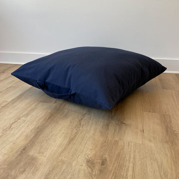 Dark Blue Floor Pillow Cover, Cover for floor pillow, Floor pillow cover with handle, Solid Blue Floor pillow, Hackner Home, Meditation Pillow Cover, Yoga Pillow Cover, TV Lounging Pillow for floor, Kids Reading Nook Pillow for floor