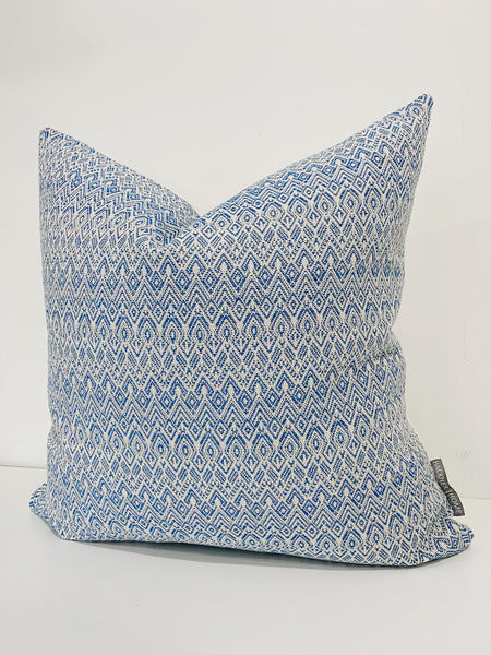 Blue Pillow Cover, Blue Outdoor Pillows, Modern Boho Pillows, Outdoor Pillows, Outdoor Boho Pillows, Hackner Home, Decorative Pillows, Designer Pillows, Designer Pillow Cover, Pillow Covers, Cushion Covers, High End Pillows, Curated Pillows, Curated Pillow Covers, Blue and White Pillows, Boho Farmhouse Pillow, Farmhouse Pillow Cover