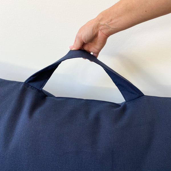 Dark Blue Floor Pillow Cover, Cover for floor pillow, Floor pillow cover with handle, Solid Blue Floor pillow, Hackner Home, Meditation Pillow Cover, Yoga Pillow Cover, TV Lounging Pillow for floor, Kids Reading Nook Pillow for floor