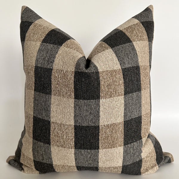 Brown Black Checkered Pillow Cover