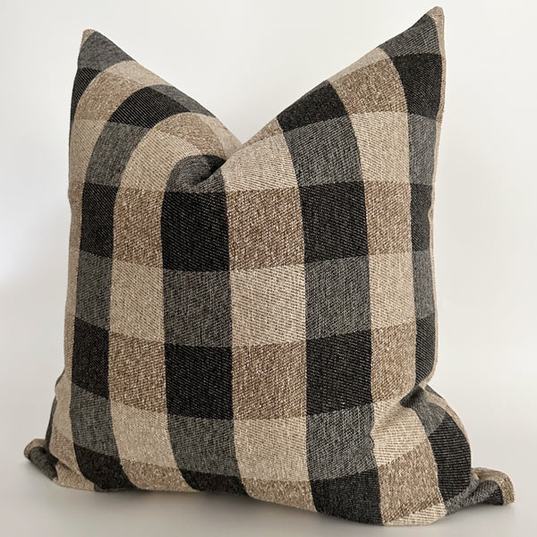 Brown Black Checkered Pillow Cover