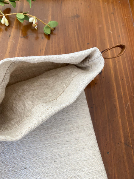 Neutral Christmas Stocking, Linen Christmas Stocking, Holiday Stocking, Solid Cream Christmas Stocking, Hackner Home, Hackner Home Christmas Stocking, Neutral Christmas Stocking, Textured Christmas Stocking, Designer Christmas Stocking, Leather Hook Christmas Stocking