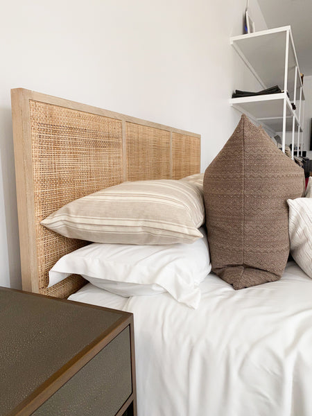 Brown Pillows, Brown Throw Pillows, Hackner Home, Hackner Home Designer Pillows, Handmade Pillow Shop, Handmade Pillows, Spring Pillows, Spring Throw Pillows, How to style pillows on the bed