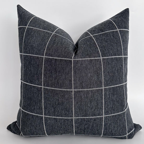 Blue Charcoal Plaid Pillow Cover