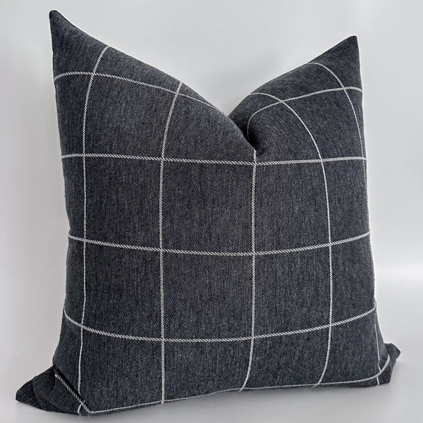Blue Charcoal Plaid Pillow Cover