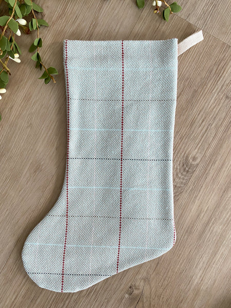 Baby Blue Holiday Socking, Blue Holiday Stocking, Baby Boy Holiday Stocking, Boy Christmas Stocking, Hackner Home, Christmas Stocking, Christmas Decor, Handmade Christmas Decor, Handmade in USA