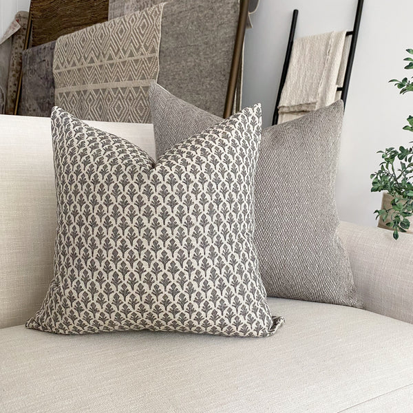 Black Leaf Pillows, Black Throw Pillow, Neutral Throw Pillow, Spring Throw Pillow, Hackner Home, Hackner Home Pillows, Designer Pillows, Decorative Pillow Covers, Handmade Pillows, Made in USA Pillows, Wholesale Pillows