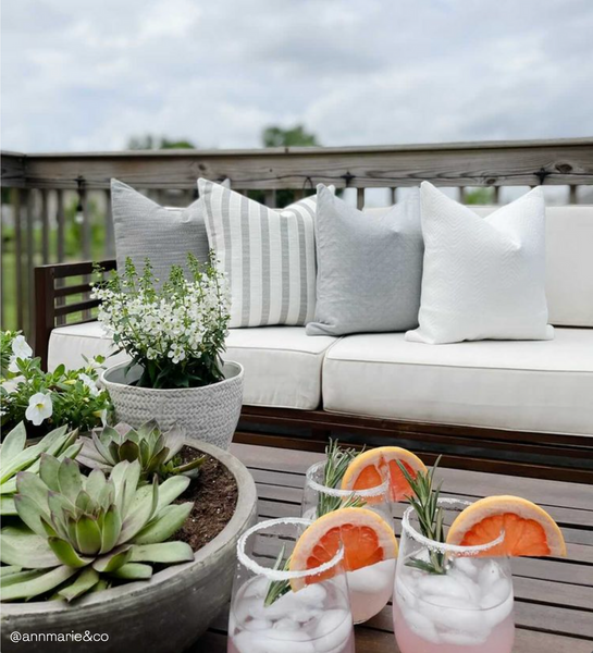 Woven Stripes | Gray Outdoor Pillow Cover