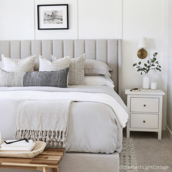 Stripe Pillow Cover, Striped Pillows, Throw Pillows in Gray, Gray Pillows, Designer Pillows, High End Pillows, Hackner Home Pillows, Handmade Pillows, Gray pillow covers, Pillow Covers, Home Decor Pillows, Pillow Shop, Bedroom Designs, Bedroom Inspiration, Neutral Bedroom decor, Home Styling Bedrooms, Decorative Pillows, Designer Pillows, Hackner Home, Decorative Pillow Covers, Up Scale Pillows, Interiors, Interior Designer, Interior Design