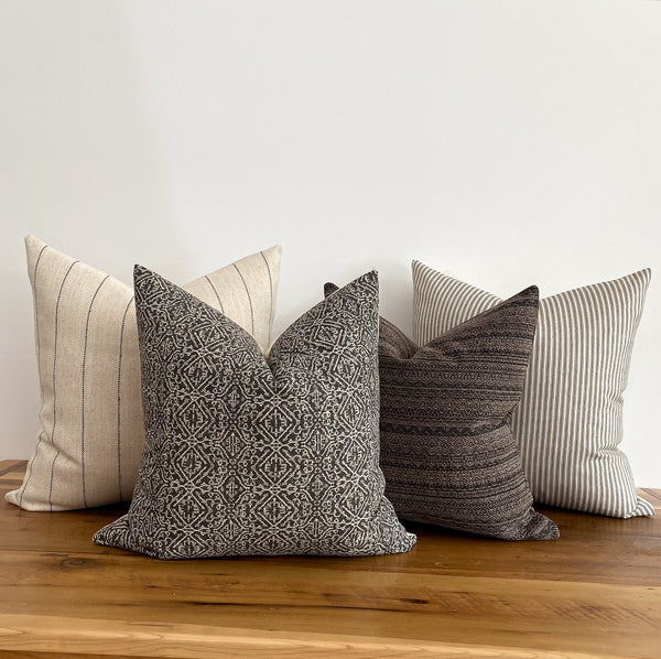 Throw Pillow, Gray Throw Pillow, Brown Throw Pillow, Hackner Home, Hackner Home Pillows, Designer Pillows, Decorative Pillow Covers, Handmade Pillows, Made in USA Pillows, Wholesale Pillows