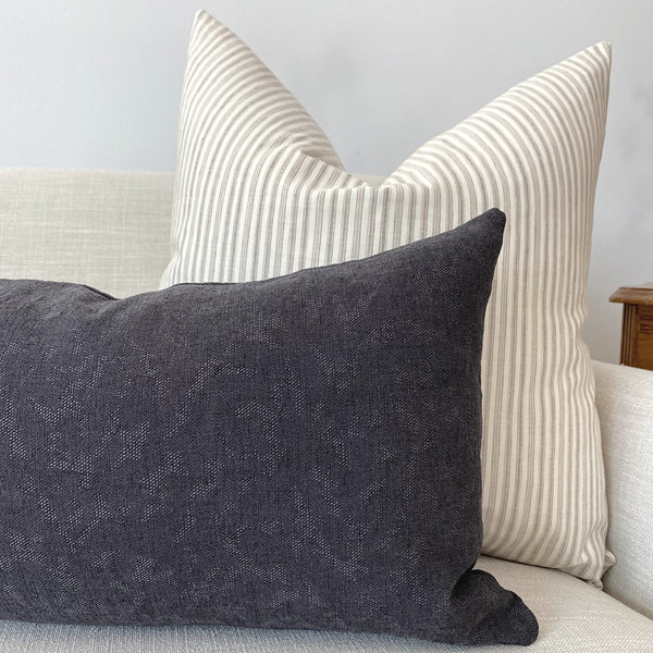 Throw Pillows, Handmade Pillows, Designer pillows, Linen Striped Pillow, Hackner Home, Hackner Home Pillows, Striped Pillows, Decorative Pillows, Spring Pillows, How to Style Pillows, Pillow Groupings, Pillow Patterns Grouping, Modern Pillows