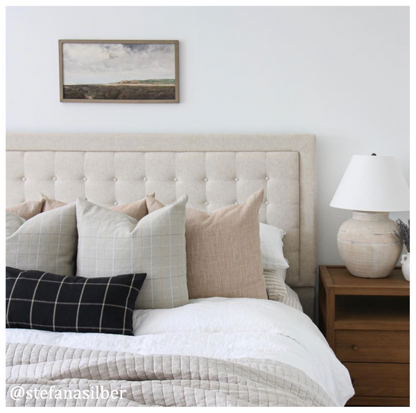 Hackner Home, Designer Pillows, Decorative Pillows, Bedroom design, Bedroom Decor, Home Styling, Curated Pillows, Handcrafted Pillows, Curated Home Decor, Interior Designer, Home Decor, @stefanasilber