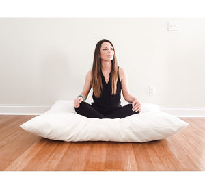 Large Floor Pillow Inserts for Mediation Pillows and TV Floor Pillows for adults and children. Floor Pillows made from recycled materials are also moisture resistant. Sold by Hackner Home