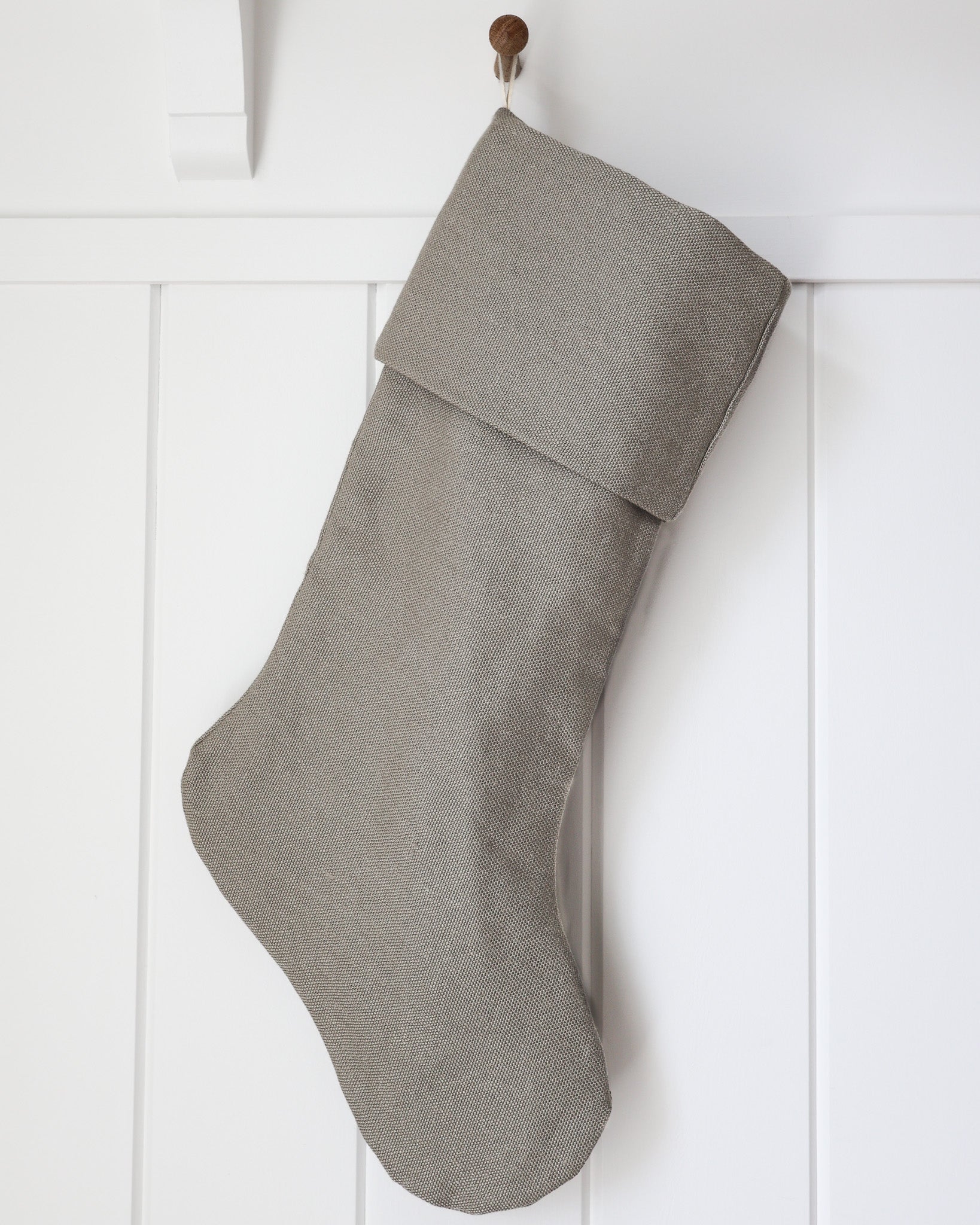 Linen Christmas Stocking | Light Gray Heritage Design