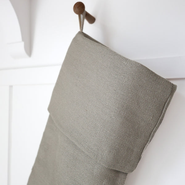 Linen Christmas Stocking | Light Gray Heritage Design