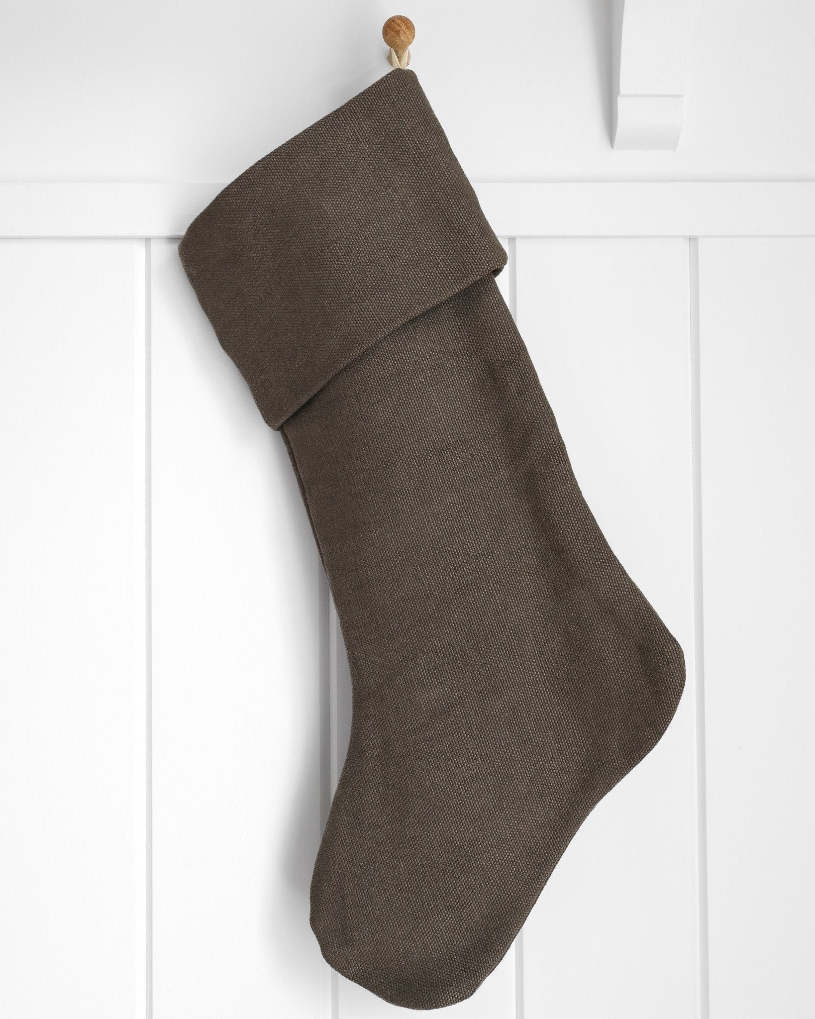 Linen Christmas Stocking | Taupe Brown Heritage Design