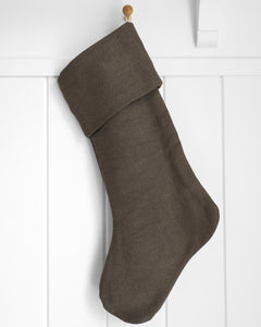 Linen Christmas Stocking | Taupe Brown Heritage Design