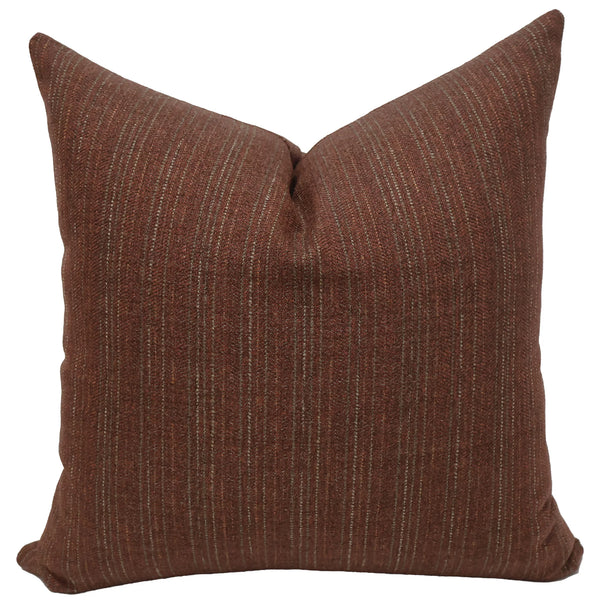Ember Rust pillow cover in warm rust with fine woven pinstripes, one of three pillow covers in the Harvest and Vine set.