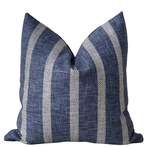 Harbor Stripe | Dark Blue Pillow Cover