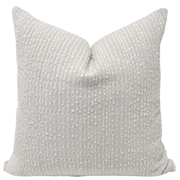 Oatmeal boucle throw pillow cover, full front view with soft ribbed texture