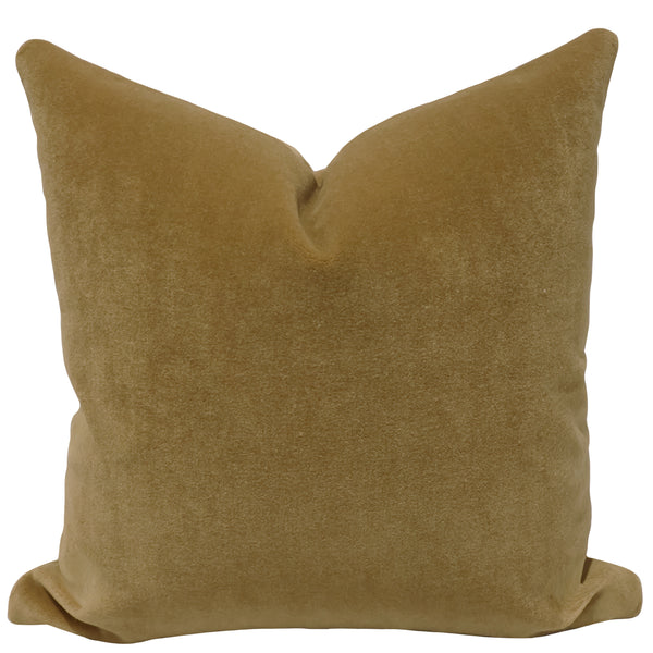 Camel mohair throw pillow cover, full front view showing warm tan tone