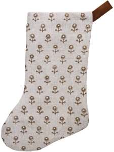 Acorn Blossom Block Print | Boho Christmas Stocking
