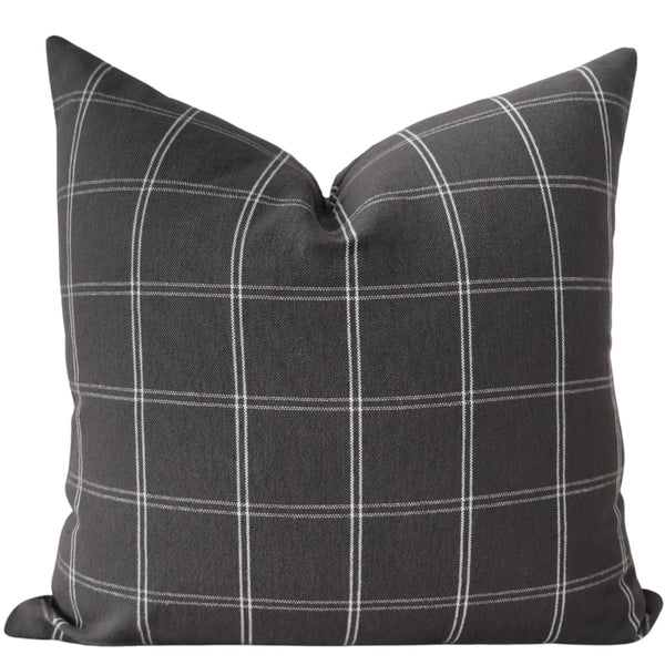 Gray Iron Plaid Pillow Cover