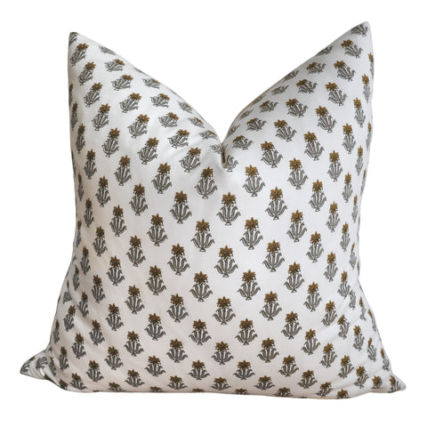 Daffodil Block Print Pillow Cover