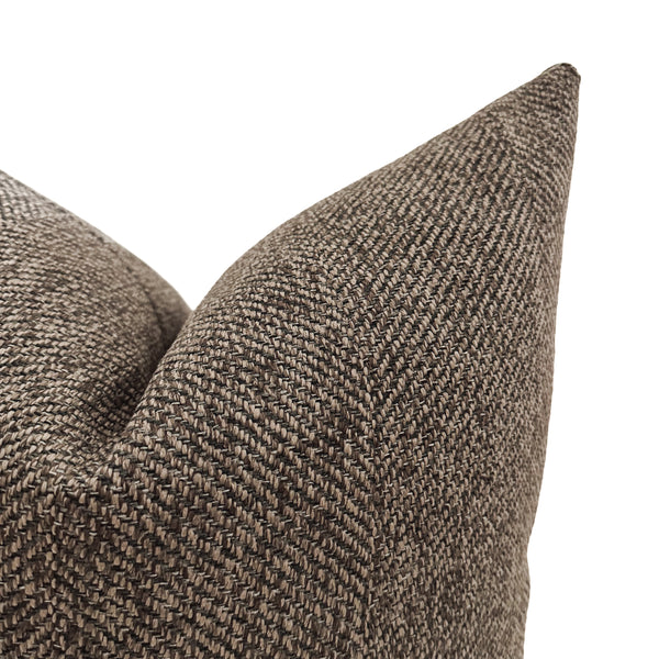 Close-up of the crosshatch woven texture on the Almond Jumper Pillow Cover.