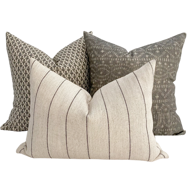Antique Stripe | Brown Pillow Cover