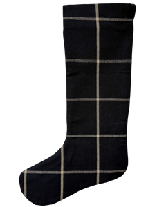 Black Plaid | Small Minimal Christmas Stocking