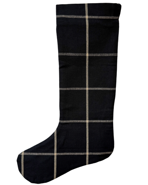 Black Plaid | Small Minimal Christmas Stocking