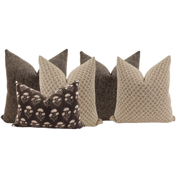 Sofa Pillow Combo 'Black Taupe Floral'