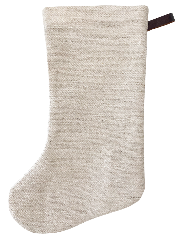 Basketweave Flax Linen | Boho Christmas Stocking