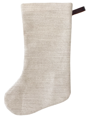 Basketweave Flax Linen | Boho Christmas Stocking