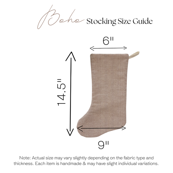 Acorn Blossom Block Print | Boho Christmas Stocking