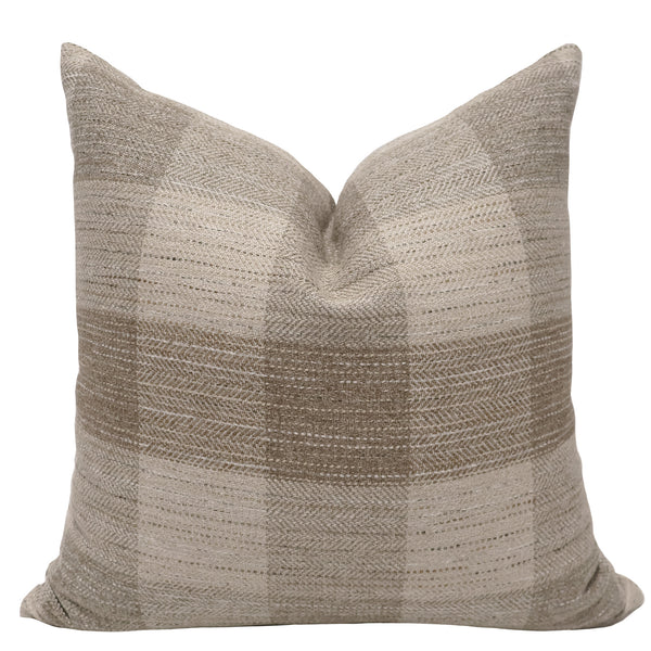 Camden Plaid Pillow Cover - square size, herringbone weave plaid performance fabric, indoor decorative pillow