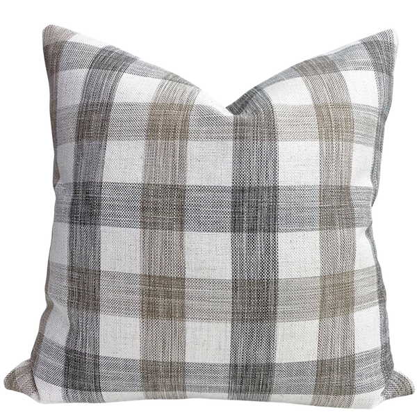 Caramel & Coffee Plaid Pillow Cover