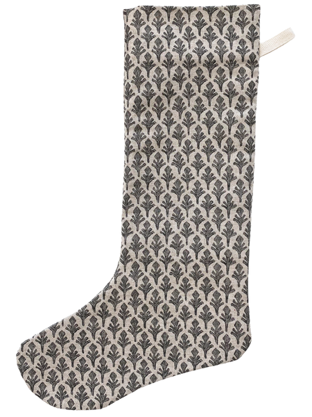 Charcoal Leaf | Small Minimal Christmas Stocking