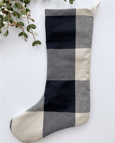 Large Check Christmas Stocking | Small Minimal Design