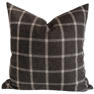 Deeply Brown Wool Plaid Pillow Cover