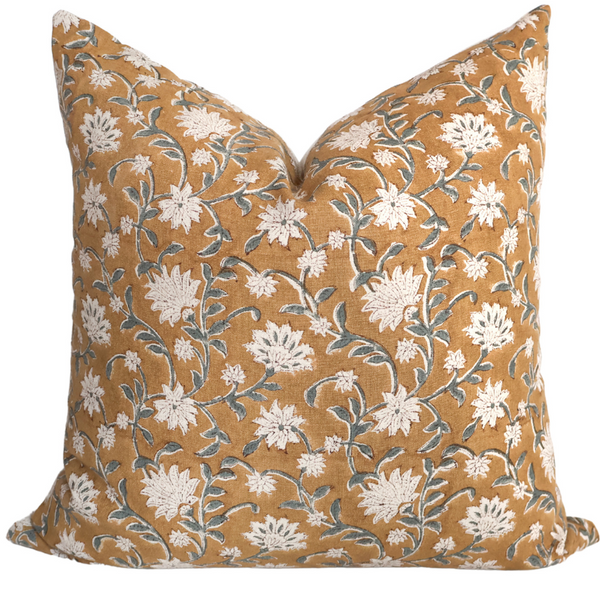 Eidelweiss Floral Block Print Pillow Cover