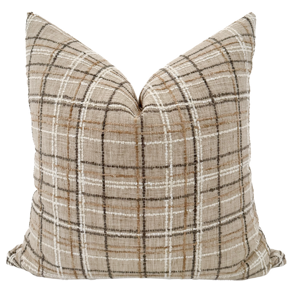 Embroidered Plaid Pillow Cover