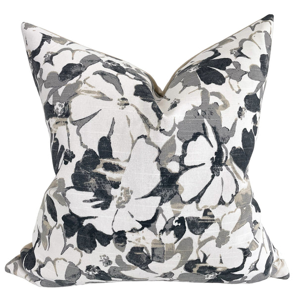 Gray Flowers Pillow Cover
