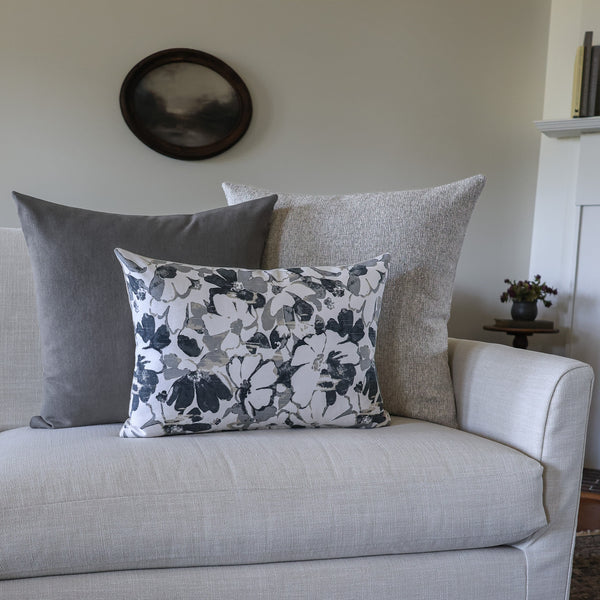 Gray Flowers Pillow Cover