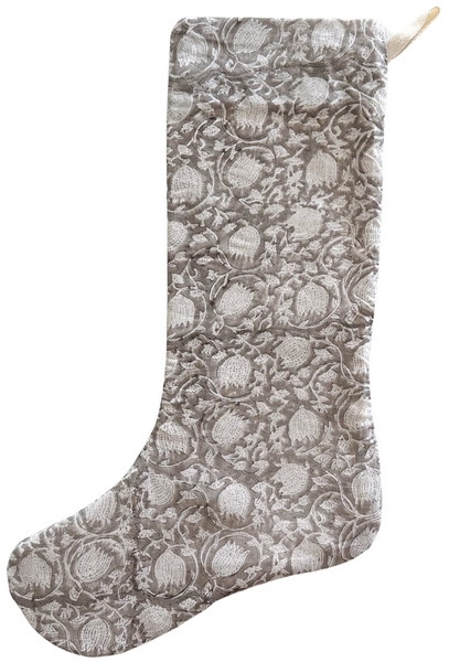 Greige Floral Holiday Stocking