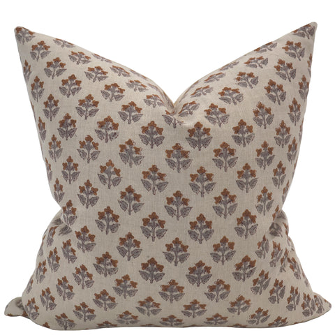 Burnt Sienna Floral Pillow Cover