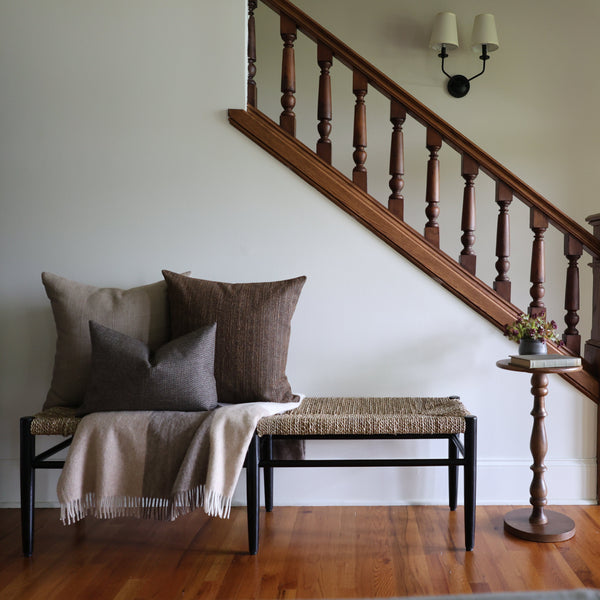 Woven Taupe Windowpane Pillow Cover