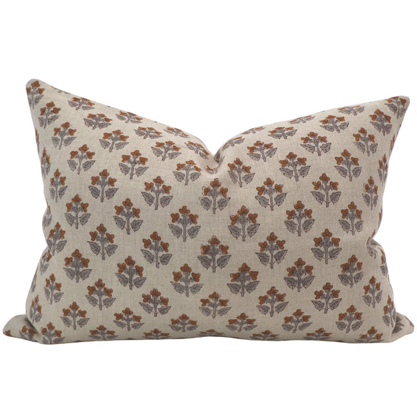 Burnt Sienna Floral Pillow Cover